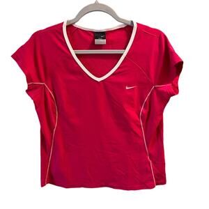 Nike Dri-Fit Short Sleeve V-Neck Athletic Top Size Large Pink